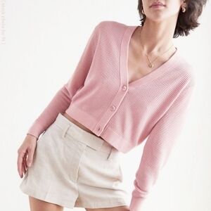 Aritzia Wilfred Light Cropped Cardigan in ballet pink